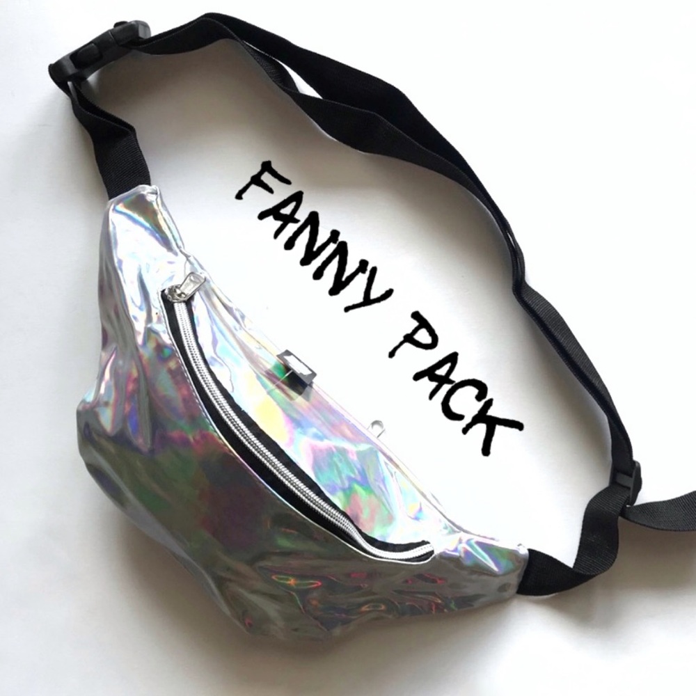 1 Left! Holographic Metallic Fanny Pack Silver - Picture 2 of 8